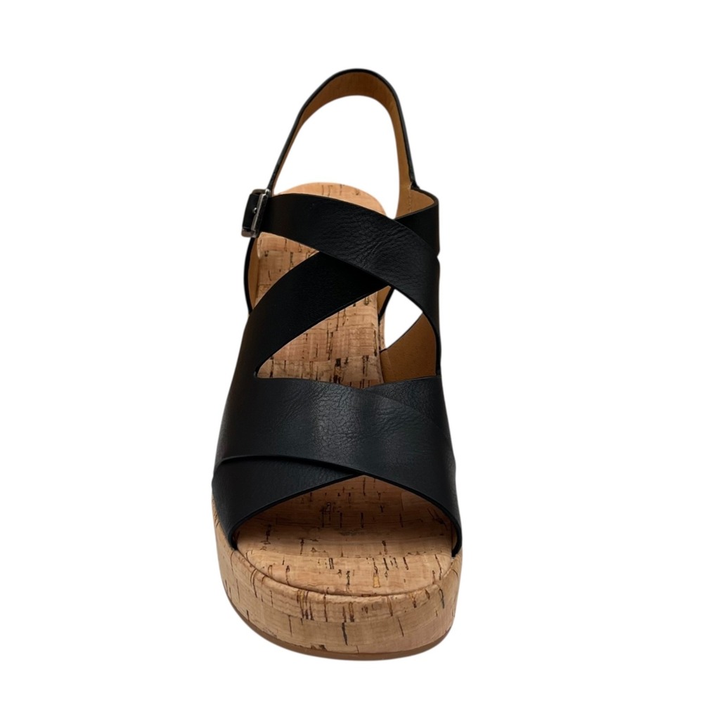 Korks Brigitte Women's 4" Wedge Platform Sandal Size 7 Black/Tan Open Toe Style - Picture 5 of 10